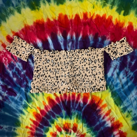 Xhilaration Leopard Print Bandeau Off The Shoulder Lace Up Bikini Top & Bottoms - Picture 5 of 6